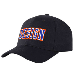 Custom Black Royal-White Curved Eaves Sport Design Baseball Cap