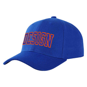 Custom Royal Royal-Orange Curved Eaves Sport Design Baseball Cap