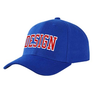 Custom Royal Red-White Curved Eaves Sport Design Baseball Cap