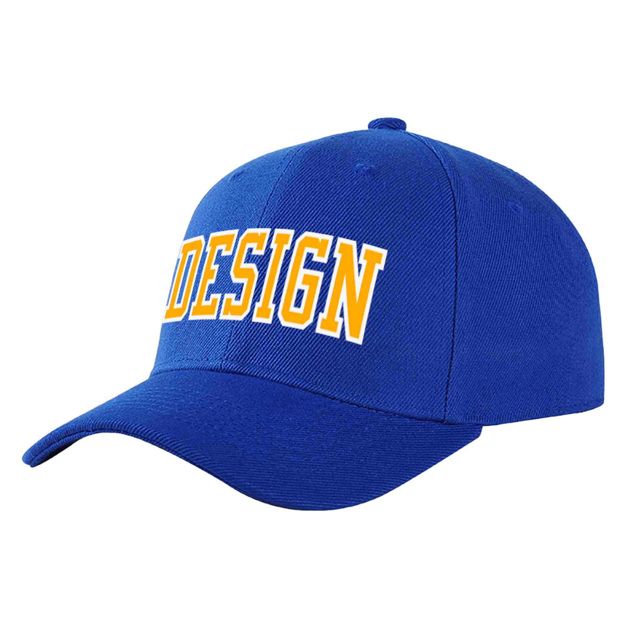 Custom Royal Yellow-White Curved Eaves Sport Design Baseball Cap