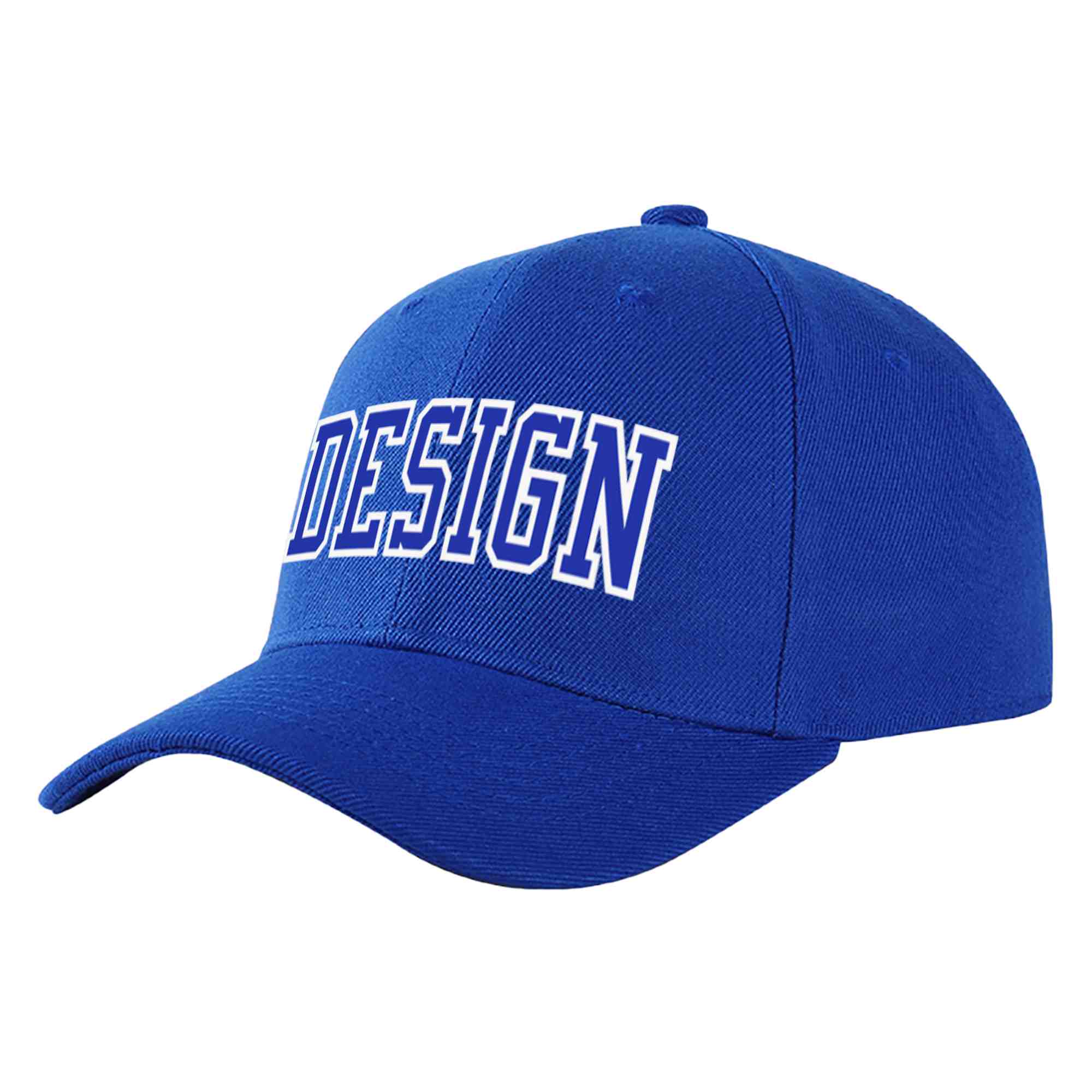 Custom Royal Royal-White Curved Eaves Sport Design Baseball Cap