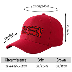 Custom Red Red-Black Curved Eaves Sport Design Baseball Cap