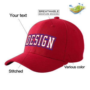 Custom Red White-Red Curved Eaves Sport Design Baseball Cap