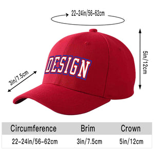 Custom Red White-Red Curved Eaves Sport Design Baseball Cap