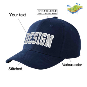 Custom Navy Gray-White Curved Eaves Sport Design Baseball Cap