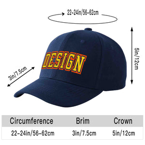 Custom Navy Gold-Navy Curved Eaves Sport Design Baseball Cap