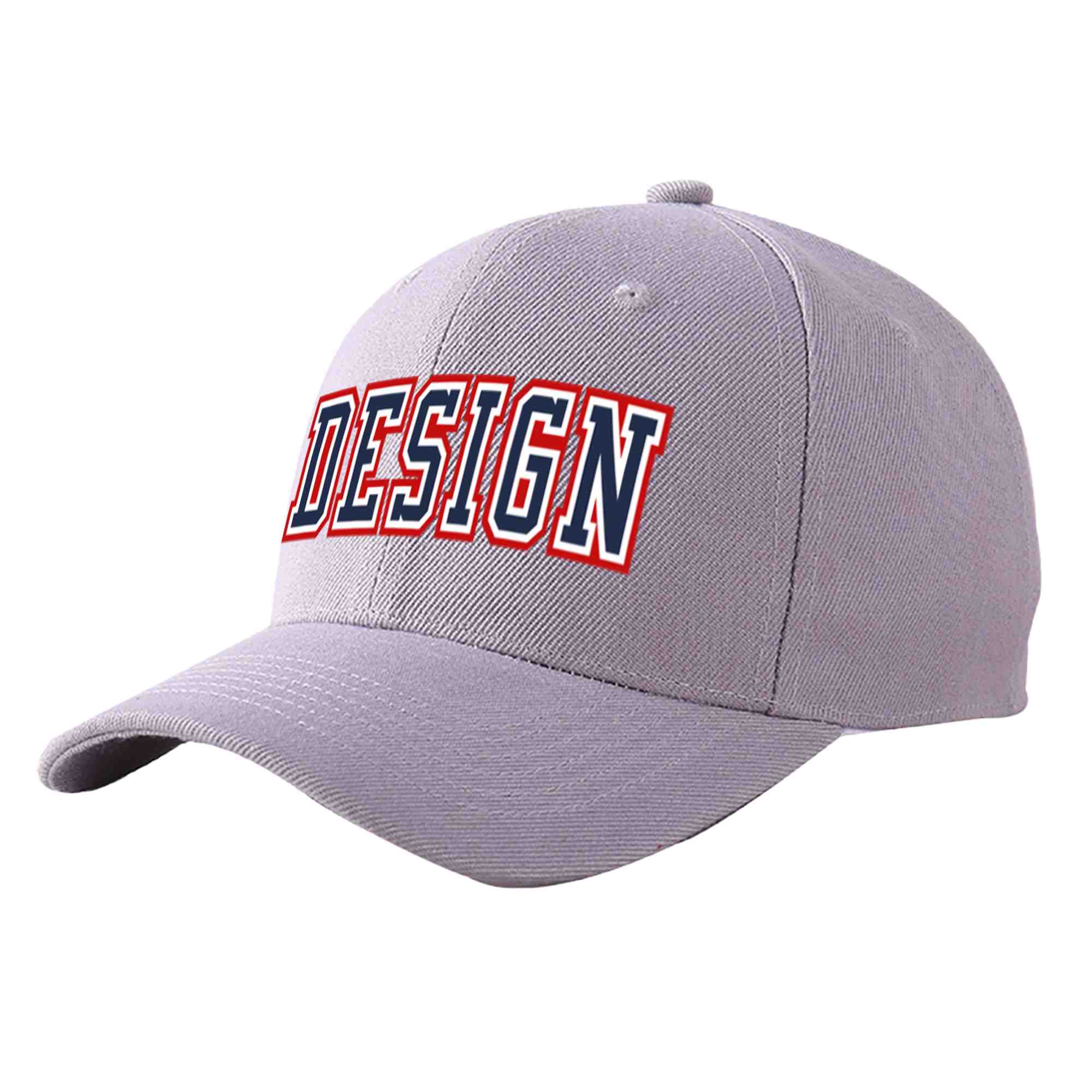 Custom Gray Navy-White Curved Eaves Sport Design Baseball Cap