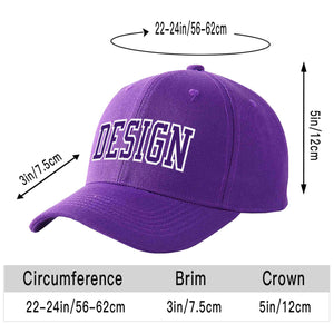 Custom Purple Purple-White Curved Eaves Sport Design Baseball Cap