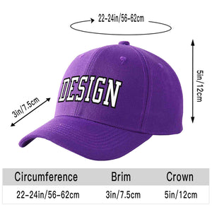 Custom Purple White-Black Curved Eaves Sport Design Baseball Cap