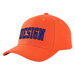 Custom Tangerine Royal-Black Curved Eaves Sport Design Baseball Cap