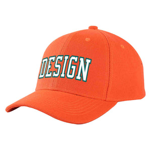 Custom Tangerine White-Aqua Curved Eaves Sport Design Baseball Cap