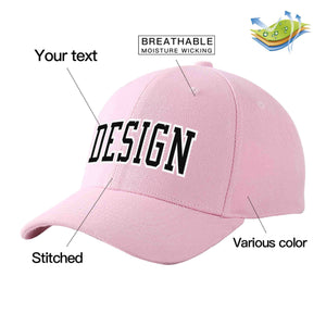 Custom Pink Black-White Curved Eaves Sport Design Baseball Cap