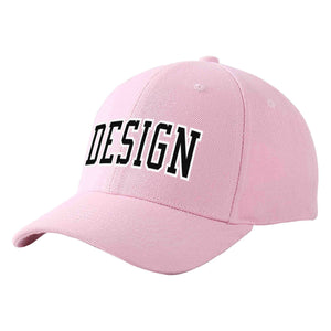 Custom Pink Black-White Curved Eaves Sport Design Baseball Cap