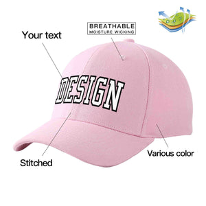 Custom Pink White-Black Curved Eaves Sport Design Baseball Cap