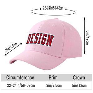 Custom Pink Red-Navy Curved Eaves Sport Design Baseball Cap