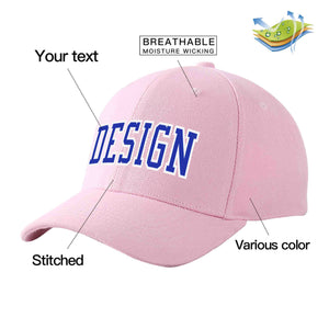 Custom Pink Royal-White Curved Eaves Sport Design Baseball Cap