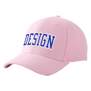 Custom Pink Royal-White Curved Eaves Sport Design Baseball Cap