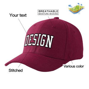 Custom Red Wine White-Black Curved Eaves Sport Design Baseball Cap