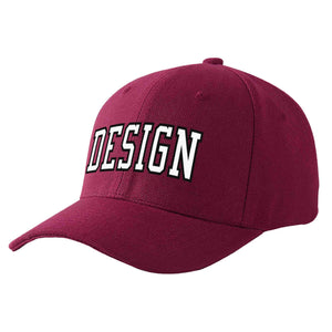 Custom Red Wine White-Black Curved Eaves Sport Design Baseball Cap