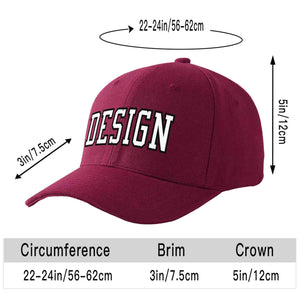 Custom Red Wine White-Black Curved Eaves Sport Design Baseball Cap