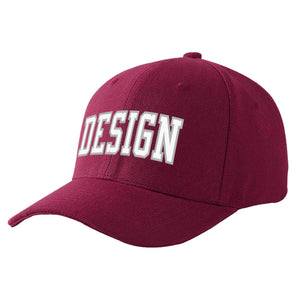 Casquette de baseball de conception de sport d'avant-toit incurvé blanc-gris de vin rouge personnalisé