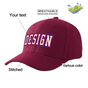 Custom Red Wine White-Red Curved Eaves Sport Design Baseball Cap