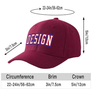 Custom Red Wine White-Red Curved Eaves Sport Design Baseball Cap