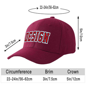 Custom Red Wine Red-Navy Curved Eaves Sport Design Baseball Cap