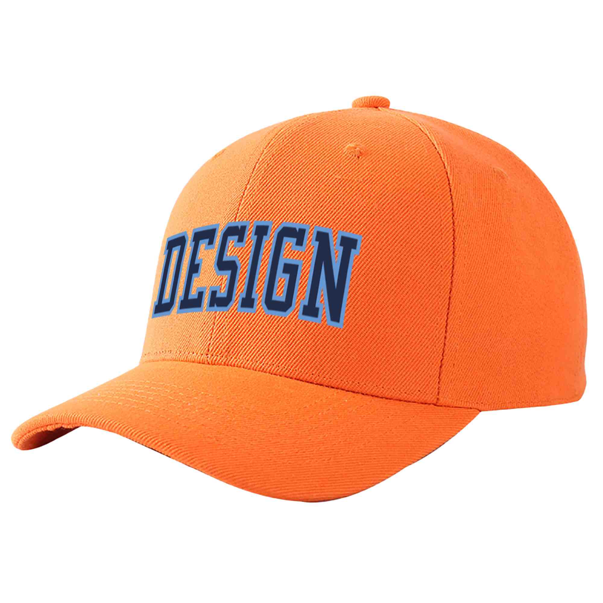 Casquette de baseball personnalisée orange marine-bleu clair incurvée Eaves Sport Design