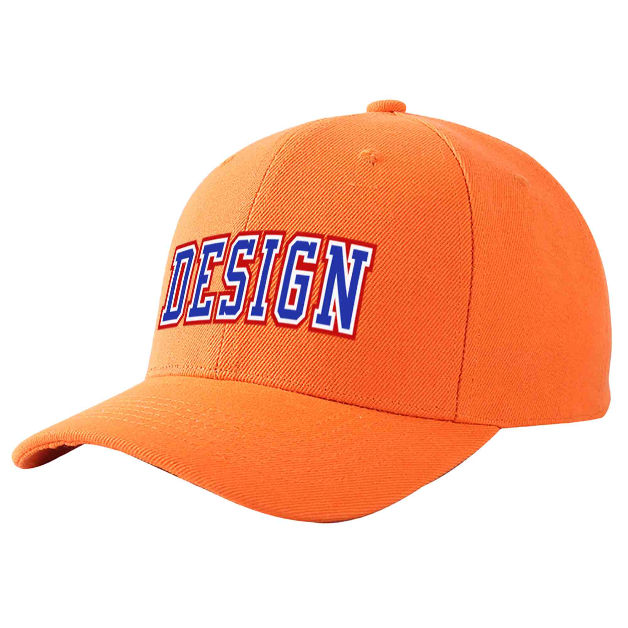 Casquette de baseball personnalisée Orange Royal-White Curved Eaves Sport Design