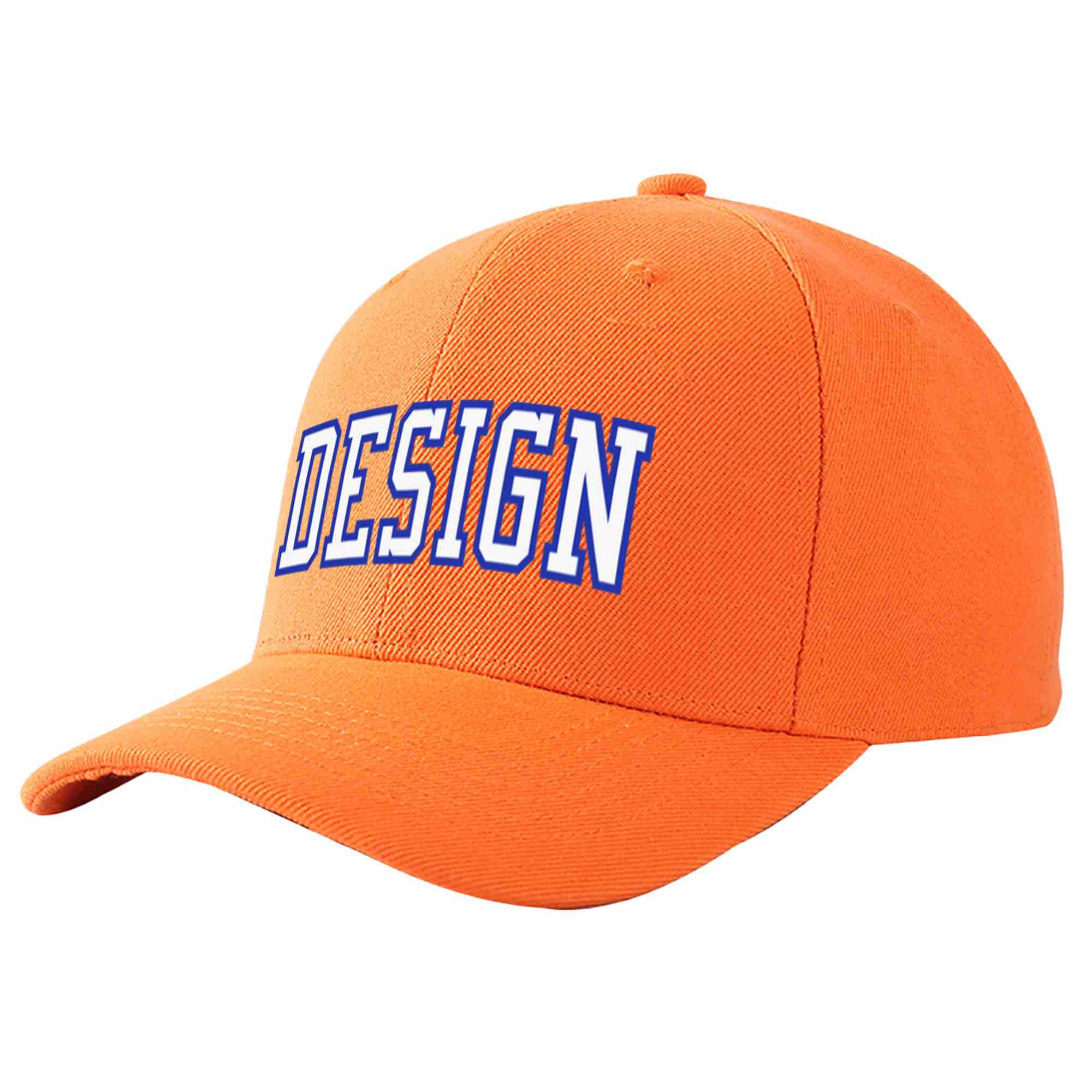 Custom Orange White-Royal Curved Eaves Sport Design Baseball Cap