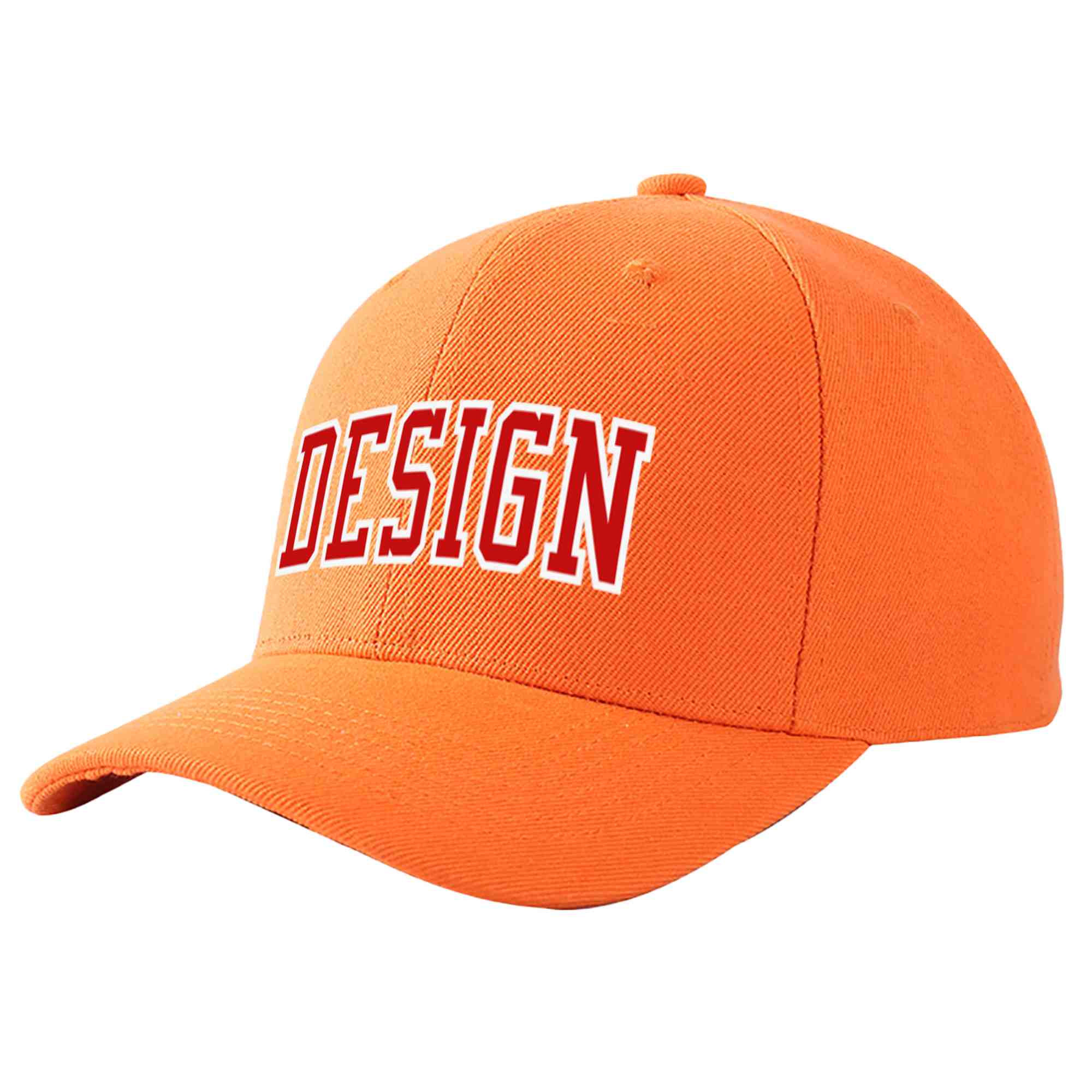 Casquette de baseball incurvée personnalisée orange rouge-blanc avec avant-toit