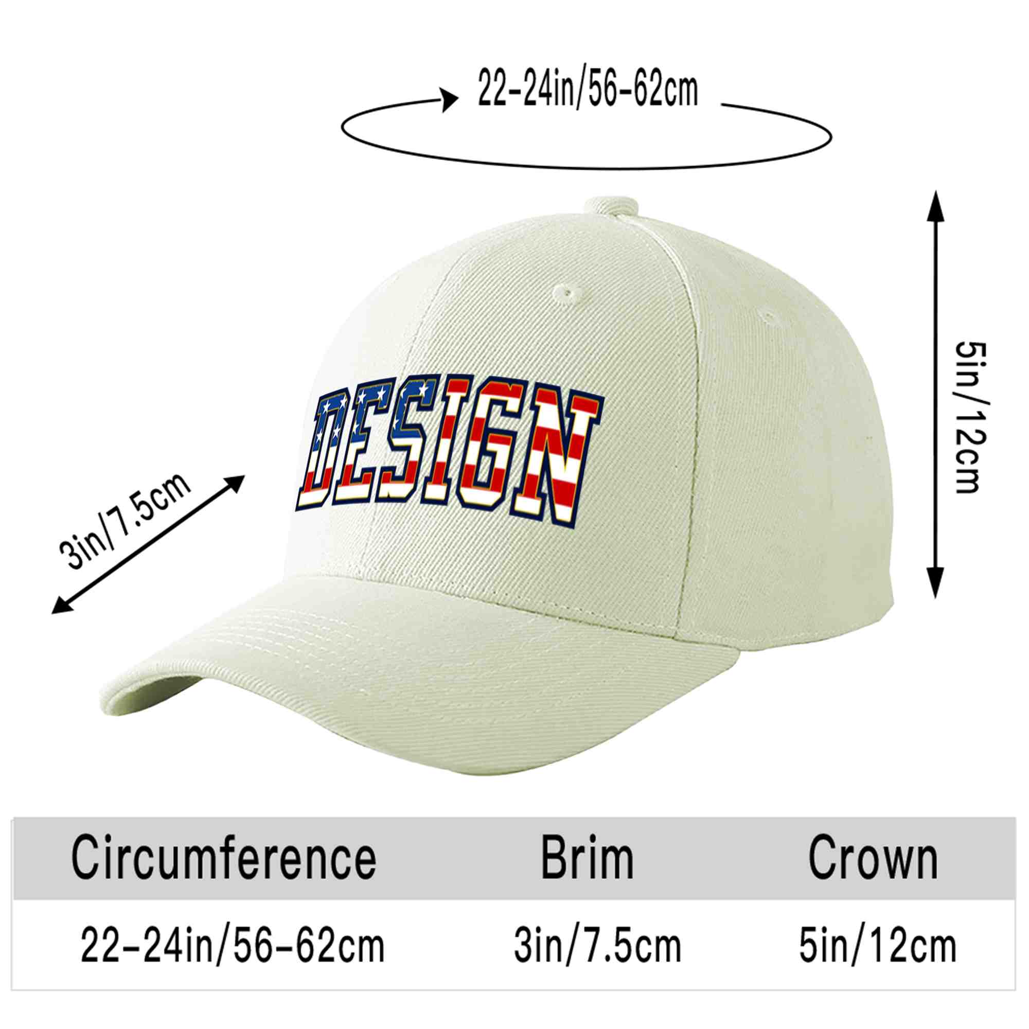 Custom Cream Vintage USA Flag-Gold Curved Eaves Sport Design Baseball Cap