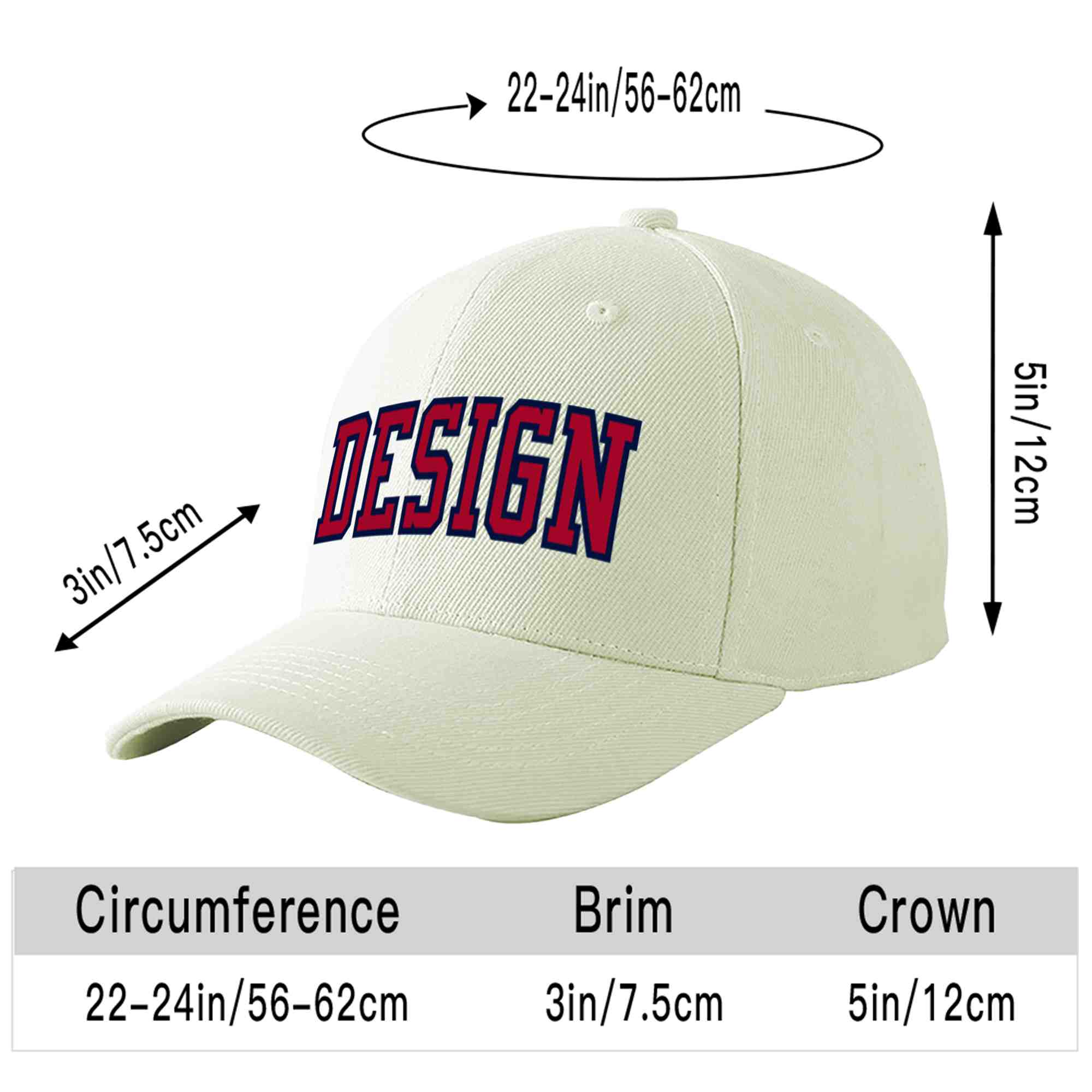 Casquette de baseball personnalisée crème rouge-marine courbée Eaves Sport Design