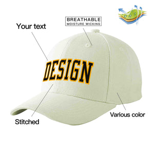 Casquette de baseball incurvée personnalisée crème noir-jaune avec avant-toit