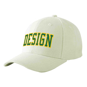 Casquette de baseball personnalisée crème Kelly vert-or courbée Eaves Sport Design