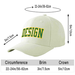 Casquette de baseball personnalisée crème Kelly vert-or courbée Eaves Sport Design