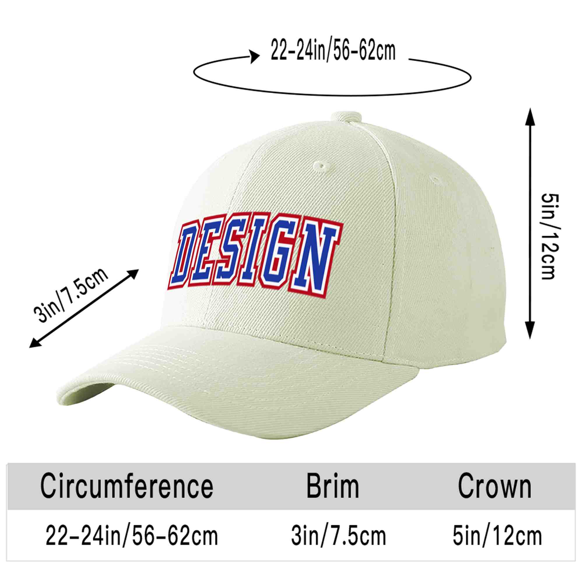 Casquette de baseball personnalisée crème-blanc courbé Eaves Sport Design