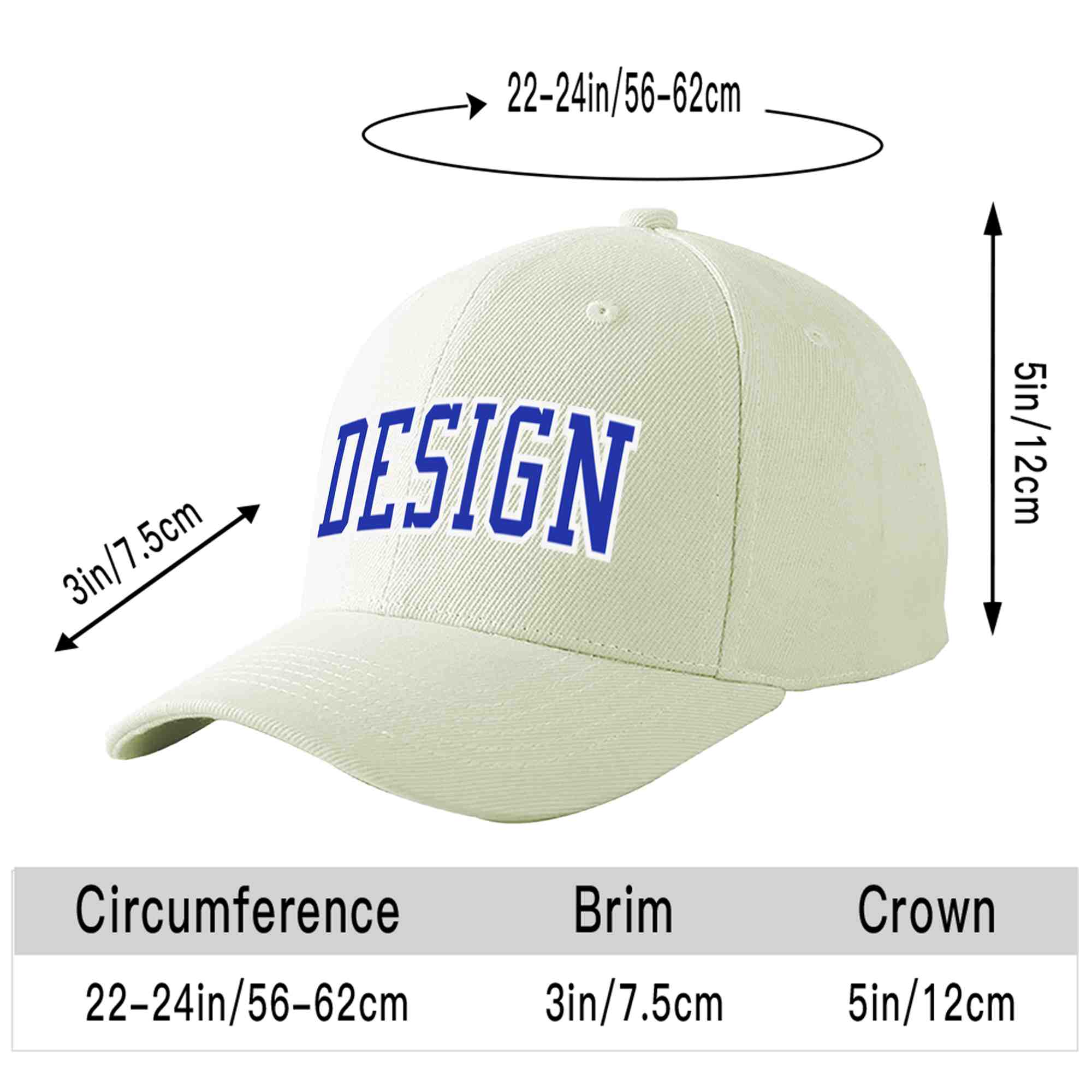 Casquette de baseball personnalisée crème-blanc courbé Eaves Sport Design