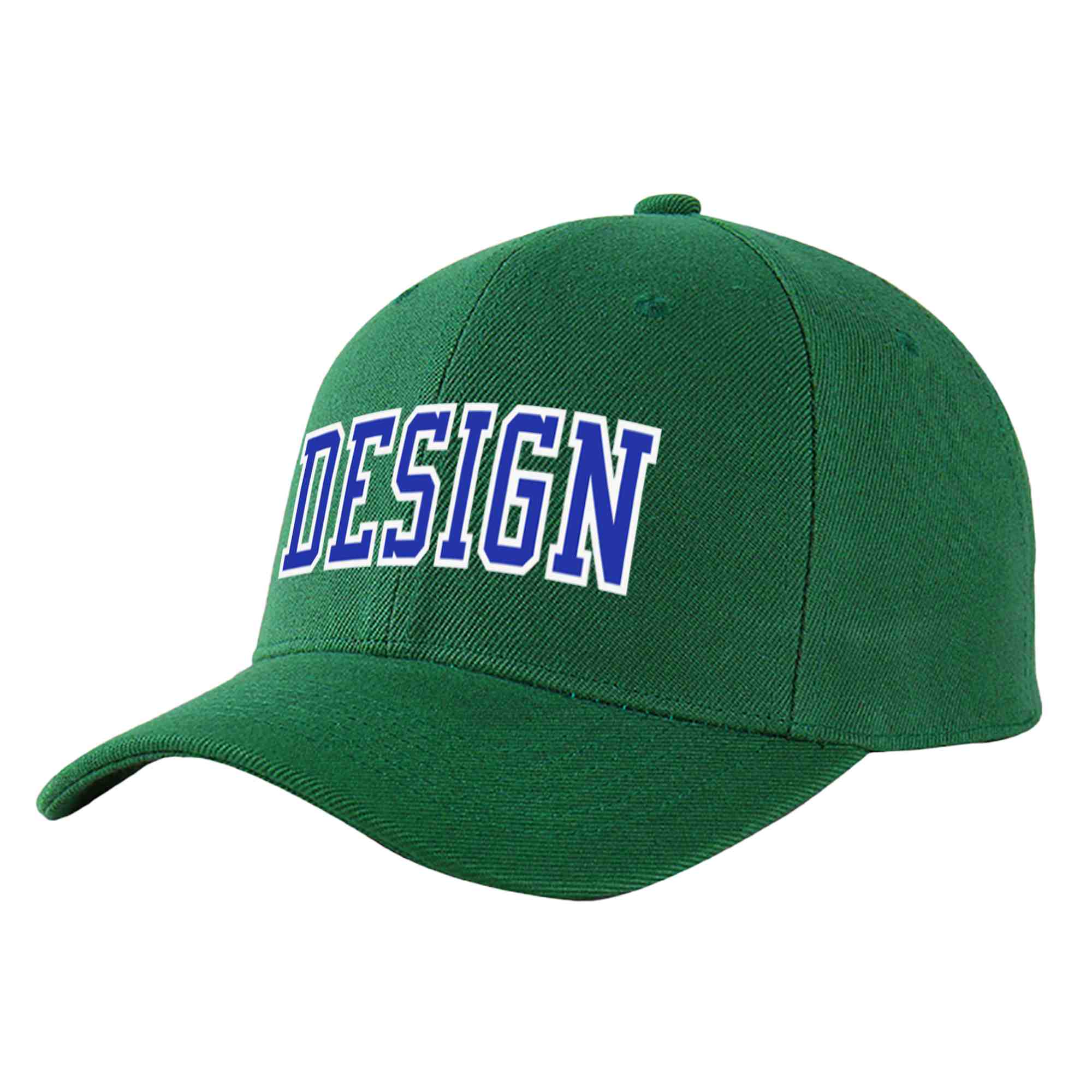 Custom Green Royal-White Curved Eaves Sport Design Baseball Cap