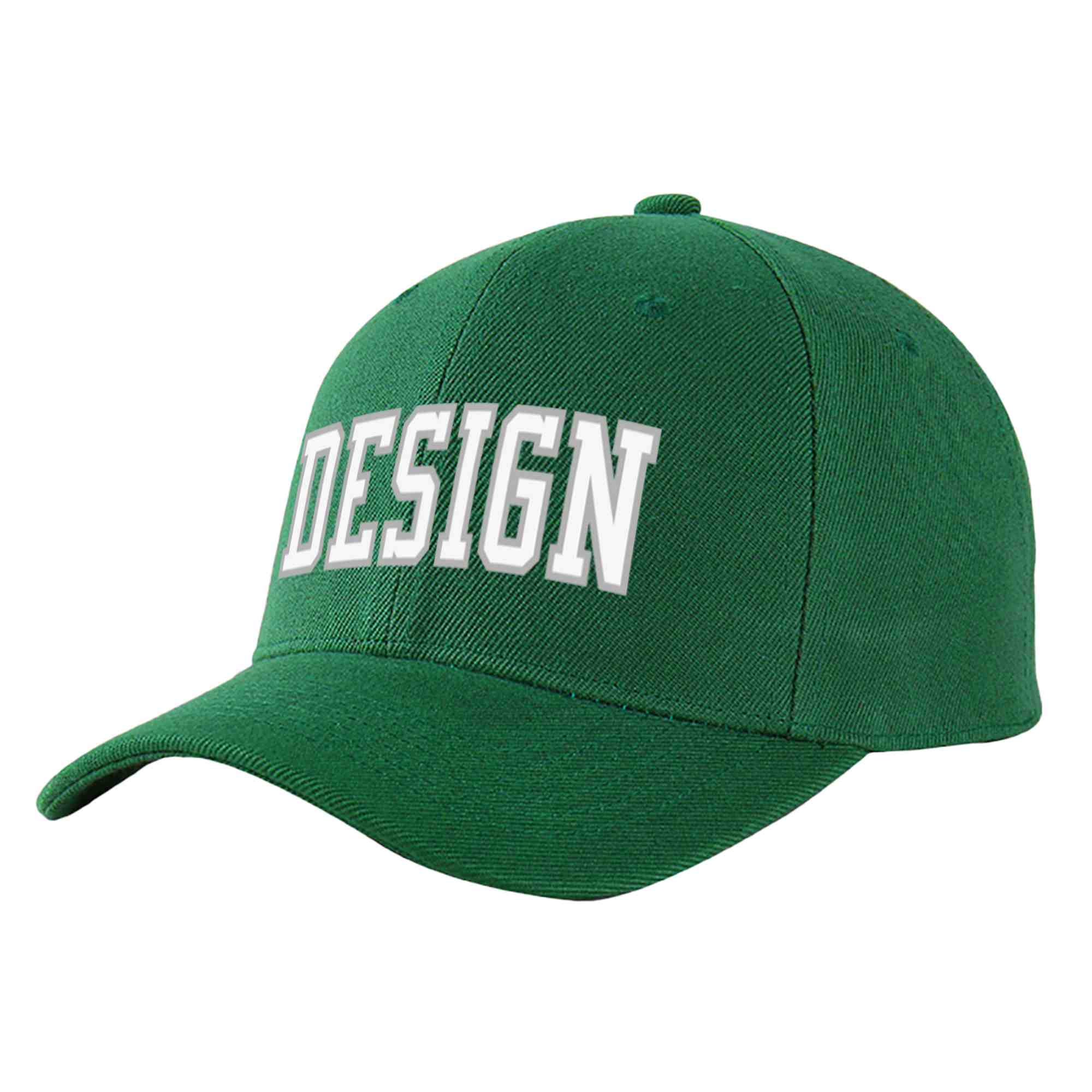 Casquette de baseball personnalisée vert blanc-gris courbé Eaves Sport Design