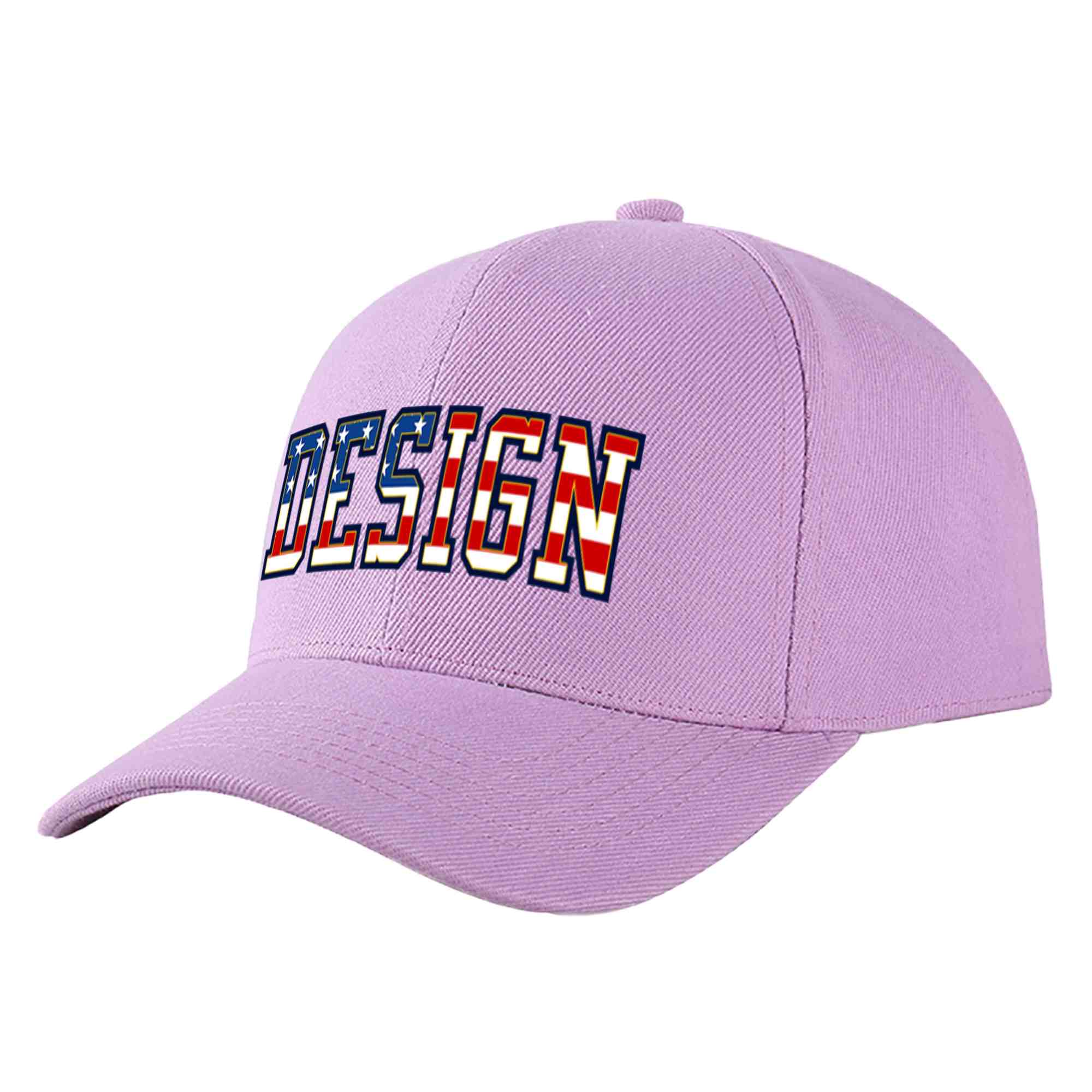 Custom Light Purple Vintage USA Flag-Gold Curved Eaves Sport Design Baseball Cap