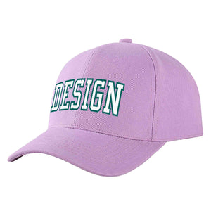 Custom Light Purple White-Aqua Curved Eaves Sport Design Baseball Cap