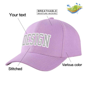 Custom Light Purple Gray-White Curved Eaves Sport Design Baseball Cap