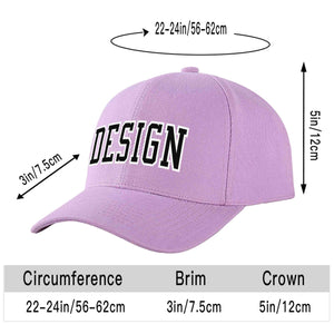 Custom Light Purple Black-White Curved Eaves Sport Design Baseball Cap