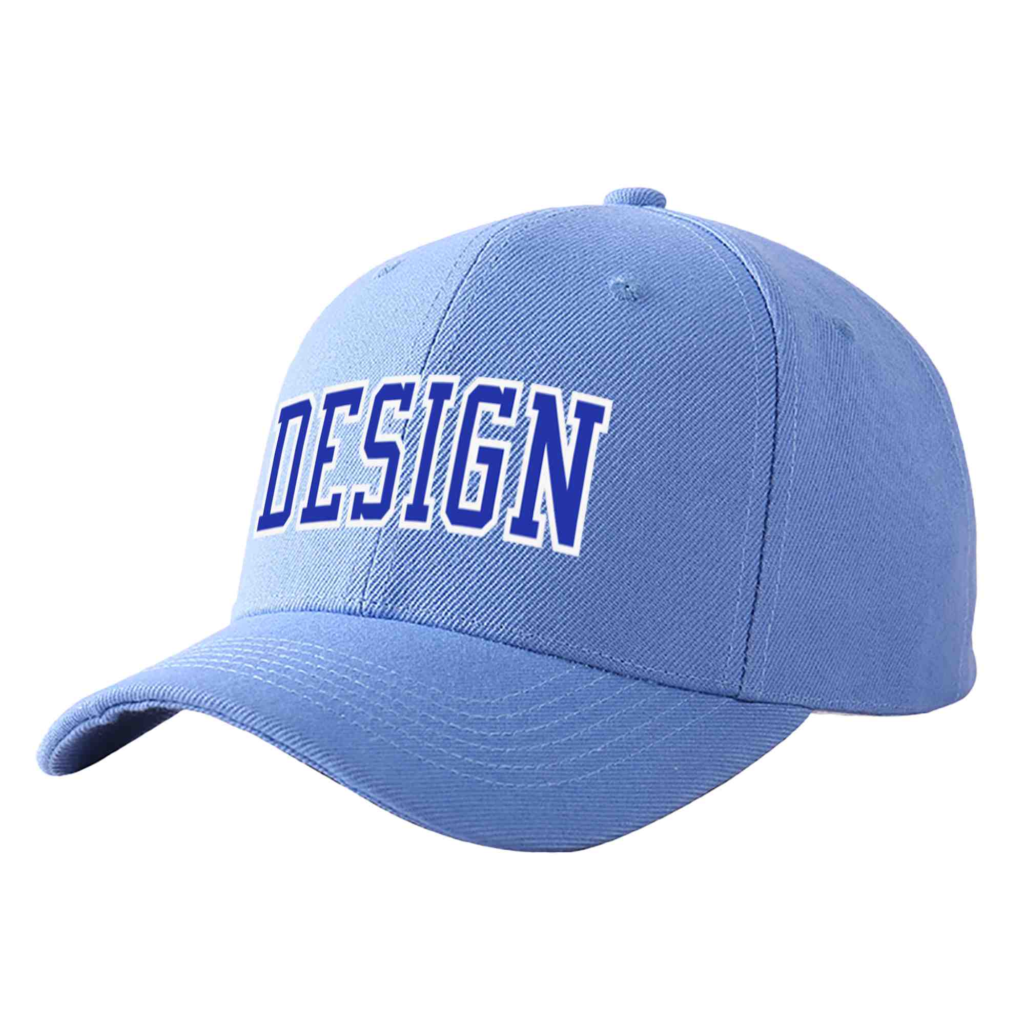 Custom Sky Blue Royal-White Curved Eaves Sport Design Baseball Cap