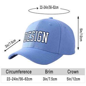 Custom Sky Blue White-Navy Curved Eaves Sport Design Baseball Cap