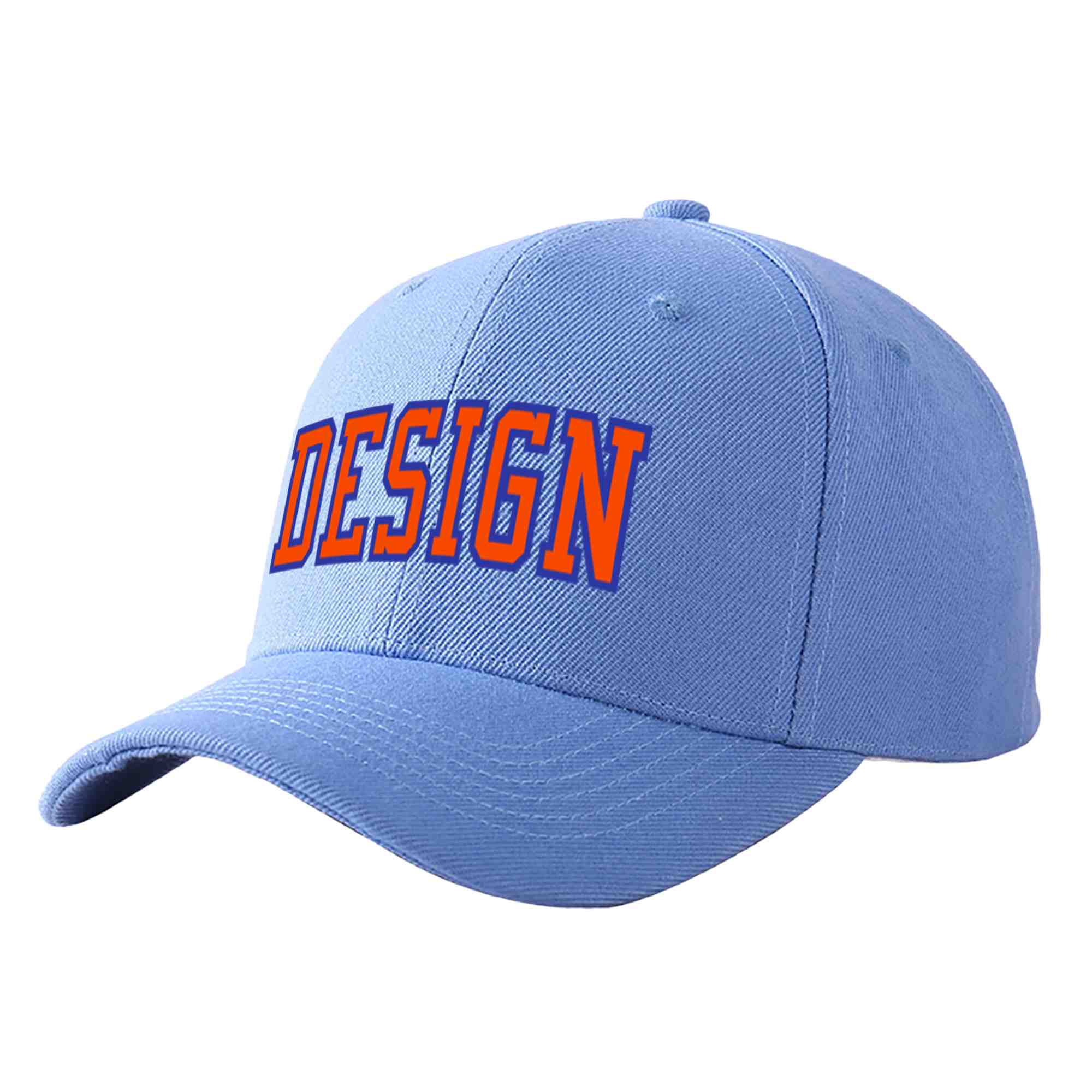 Casquette de baseball personnalisée bleu ciel orange-royal courbée Eaves Sport Design