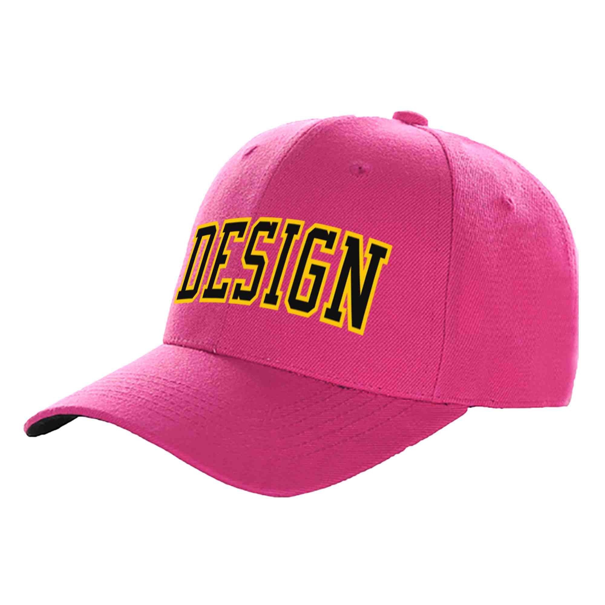 Custom Rose Red Black-Gold Curved Eaves Sport Design Baseball Cap