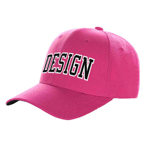 Custom Rose Red Black-White Curved Eaves Sport Design Baseball Cap